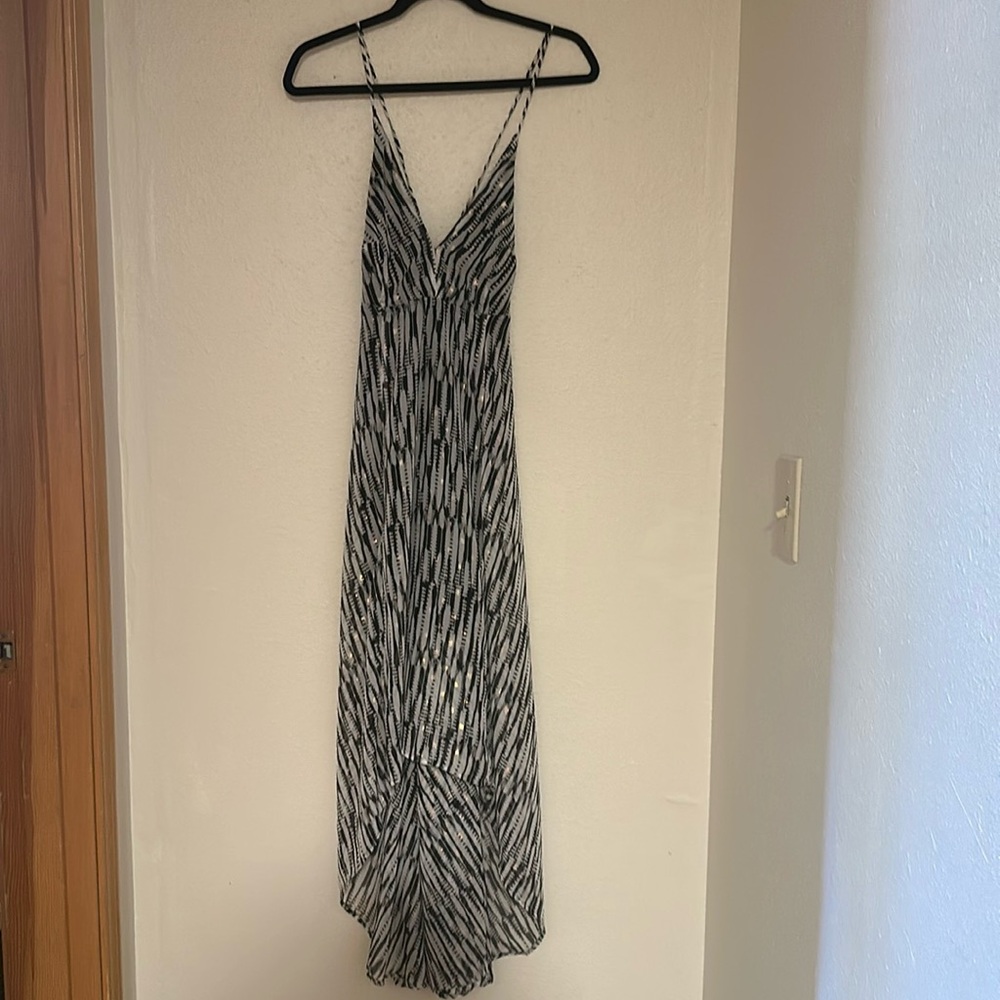 Black white and gold dress